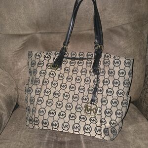 Michael Kors Black and Tan Logo Tote